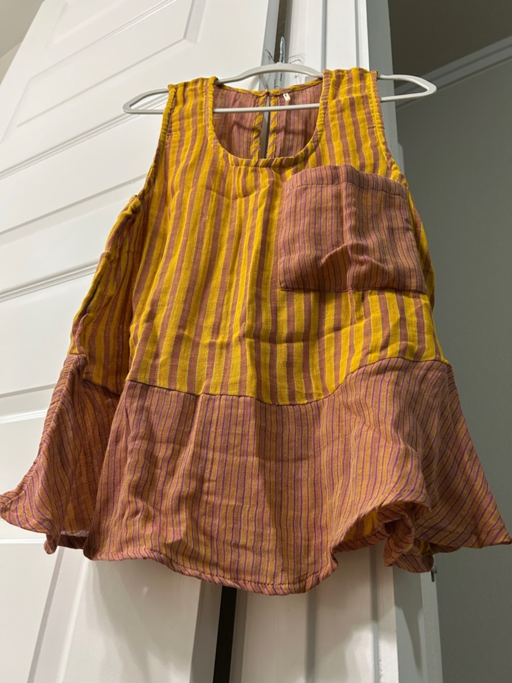 Free People Sz SML Mustard and Rust Striped Tank Top - Picture 2 of 7